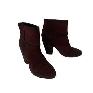 Rag & Bone Newbury Burgundy Suede Ankle Boots Women's EU Size 37